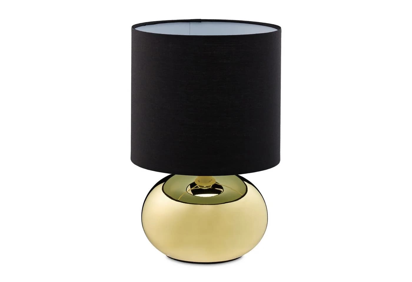 relaxdays Nachttischlampe Tischlampe Metall & Stoff Gold - Bild 2
