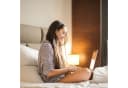 relaxdays Nachttischlampe Tischlampe Metall & Stoff Gold Bild 3