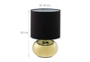 relaxdays Nachttischlampe Tischlampe Metall & Stoff Gold Bild 4