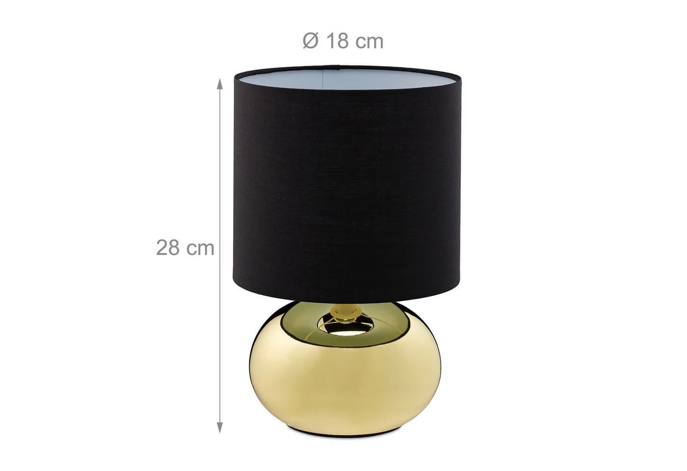 relaxdays Nachttischlampe Tischlampe Metall & Stoff Gold - Bild 4
