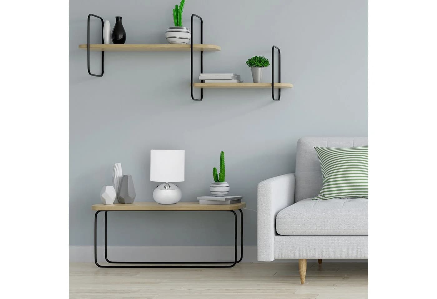 relaxdays Nachttischlampe Tischlampe Metall & Stoff Gold - Bild 5