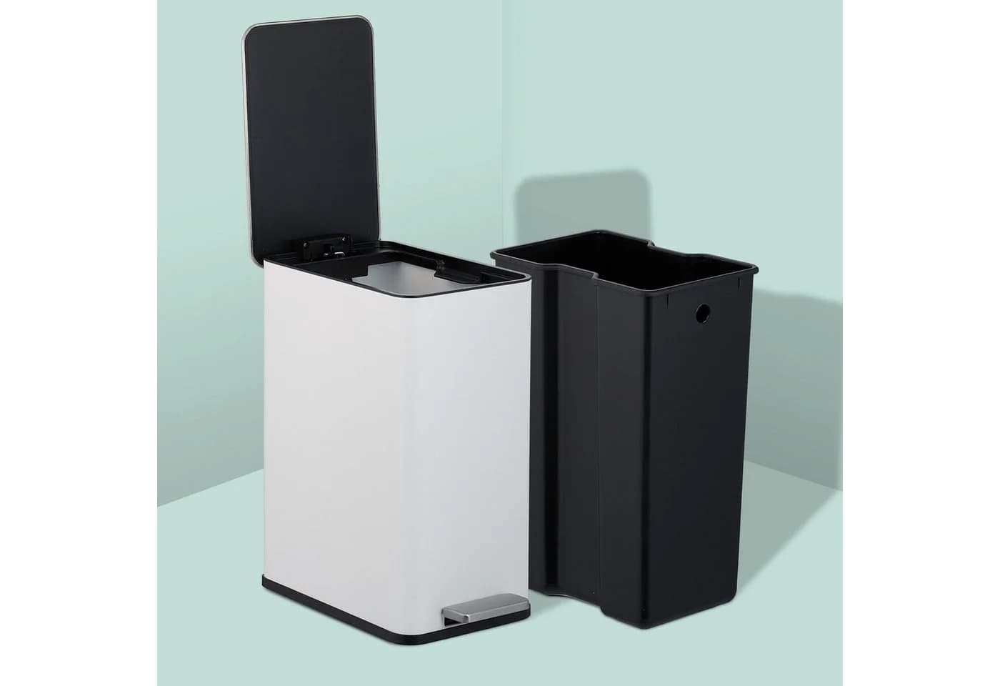 relaxdays Kosmetikeimer 10 Liter mit Trittpedal und Softclose, Weiß - Bild 5
