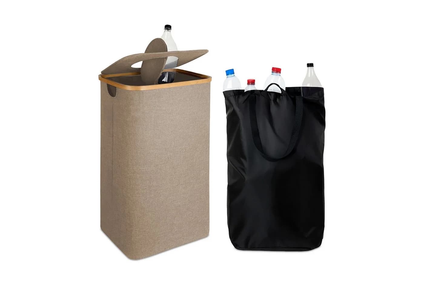 relaxdays Flaschensammler Pfandflaschen Sammelbehälter 100l Beige - Bild 2