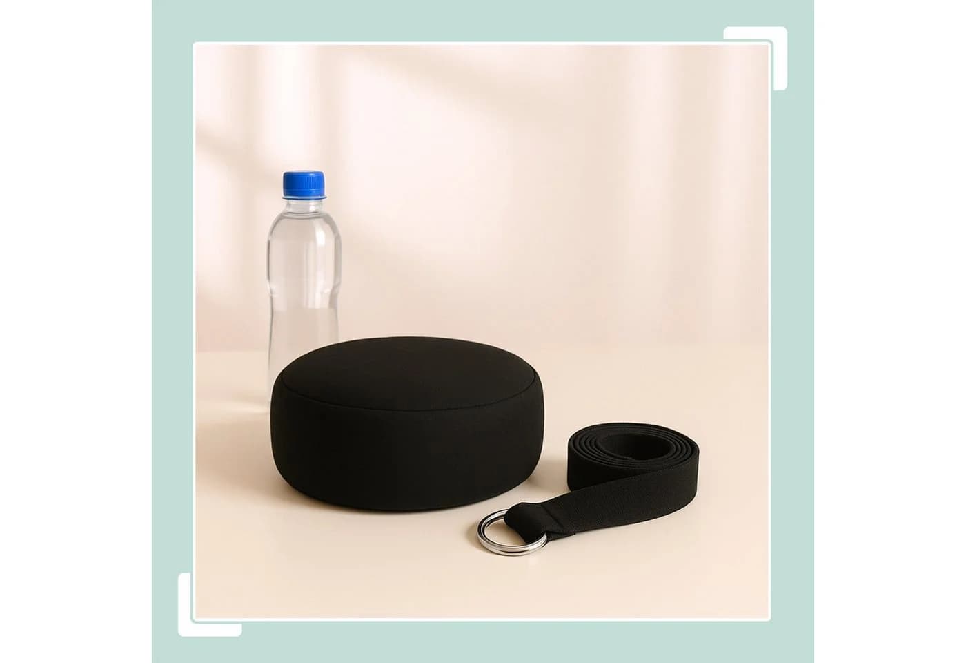 RELAXDAYS Yogakissen Meditationskissen Set mit Yoga-Gurt, Schwarz - Bild 3