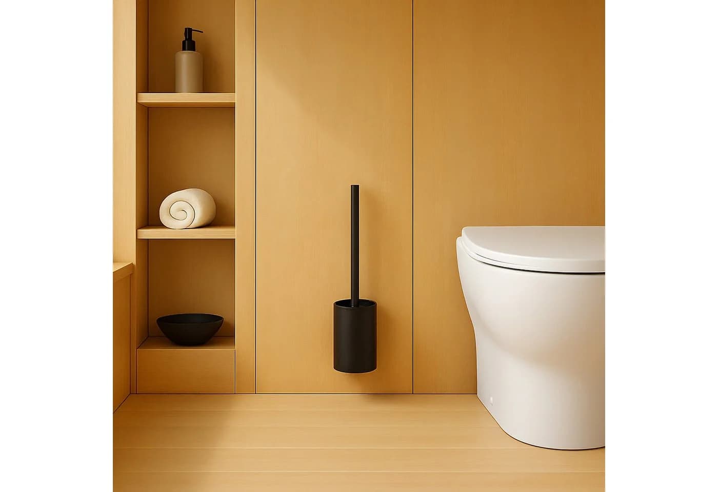 relaxdays Toilettenbürste Wandmontage Schwarz Edelstahl mit Spritzschutz