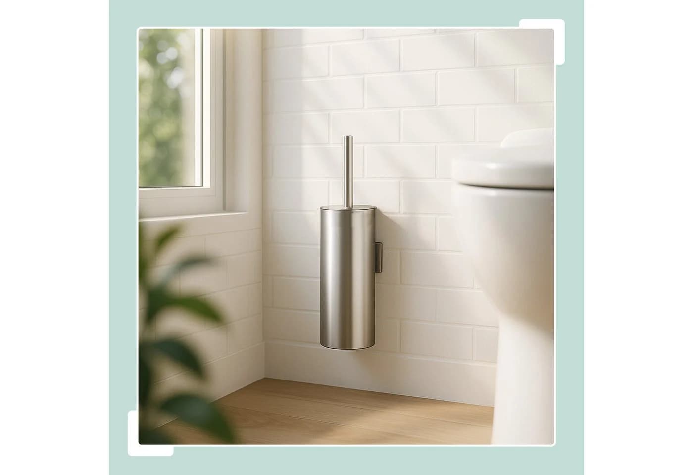 relaxdays Toilettenbürste zur Wandmontage silber