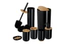 relaxdays Badaccessoire-Set 7-teilig Schwarz/Braun Kunststoff Bambus Bild 2