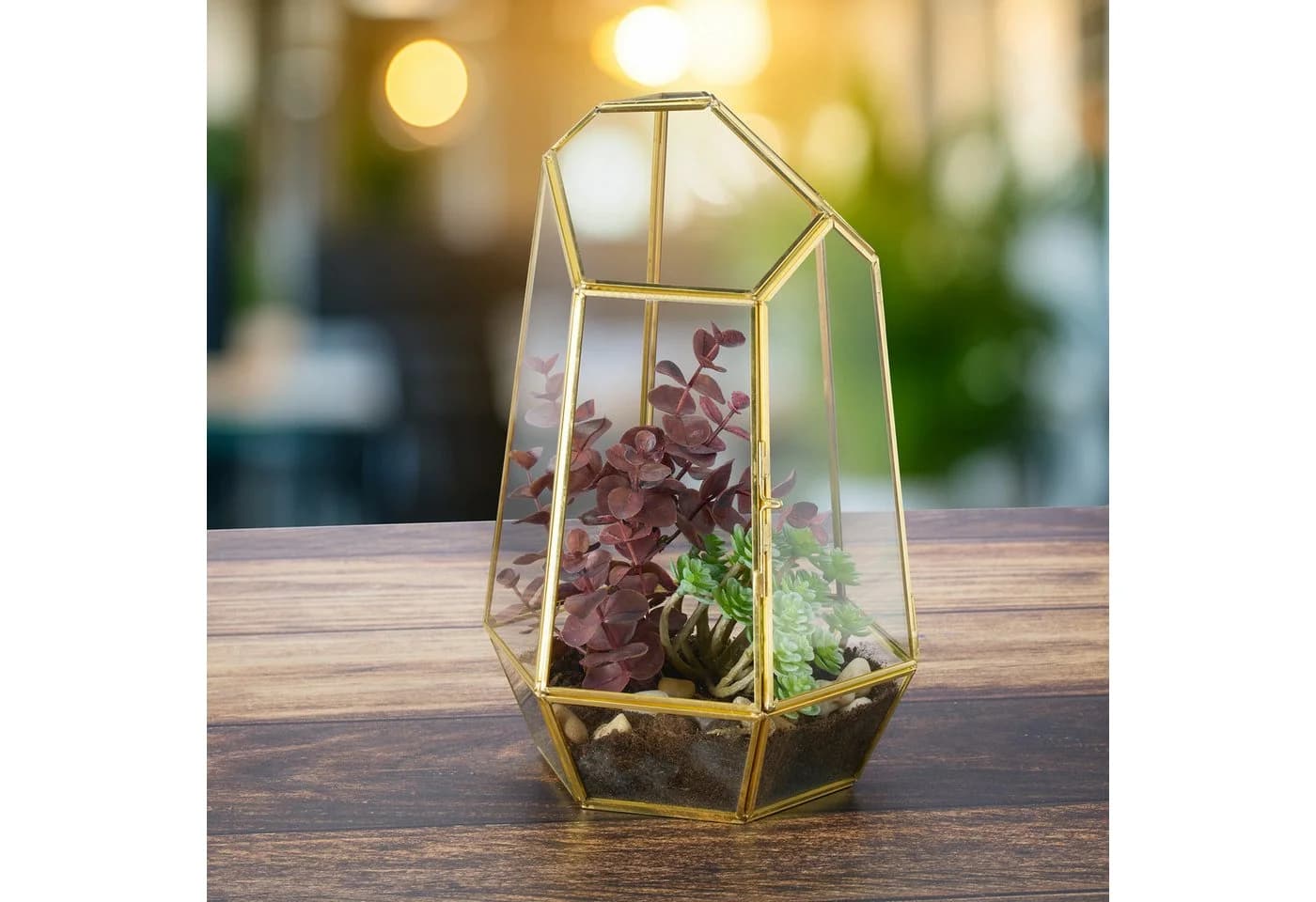 relaxdays Geometrisches Pflanzenterrarium aus Glas, schwarz - Bild 3