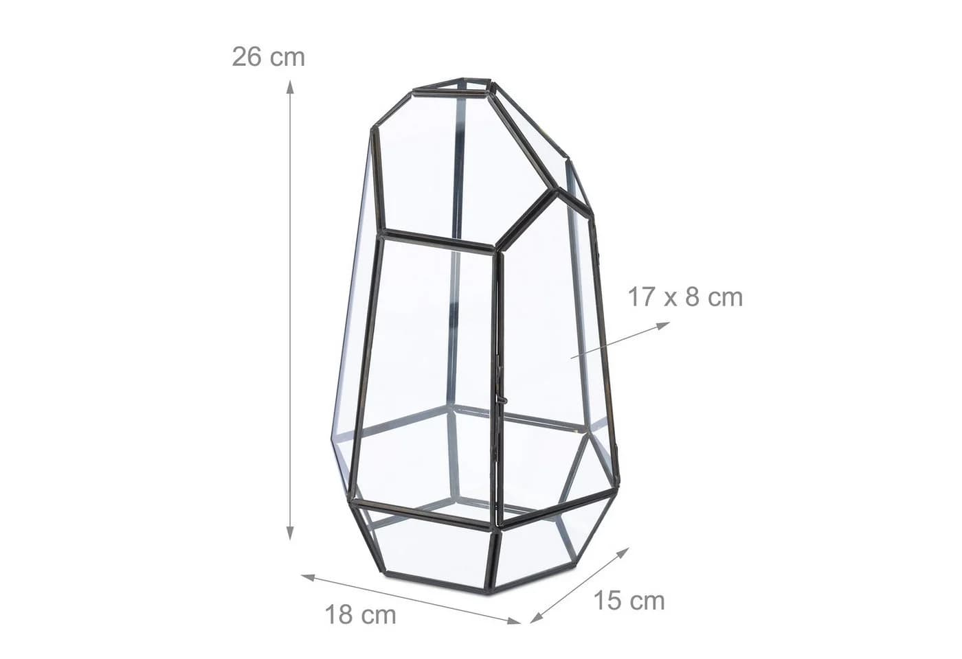 relaxdays Geometrisches Pflanzenterrarium aus Glas, schwarz - Bild 4