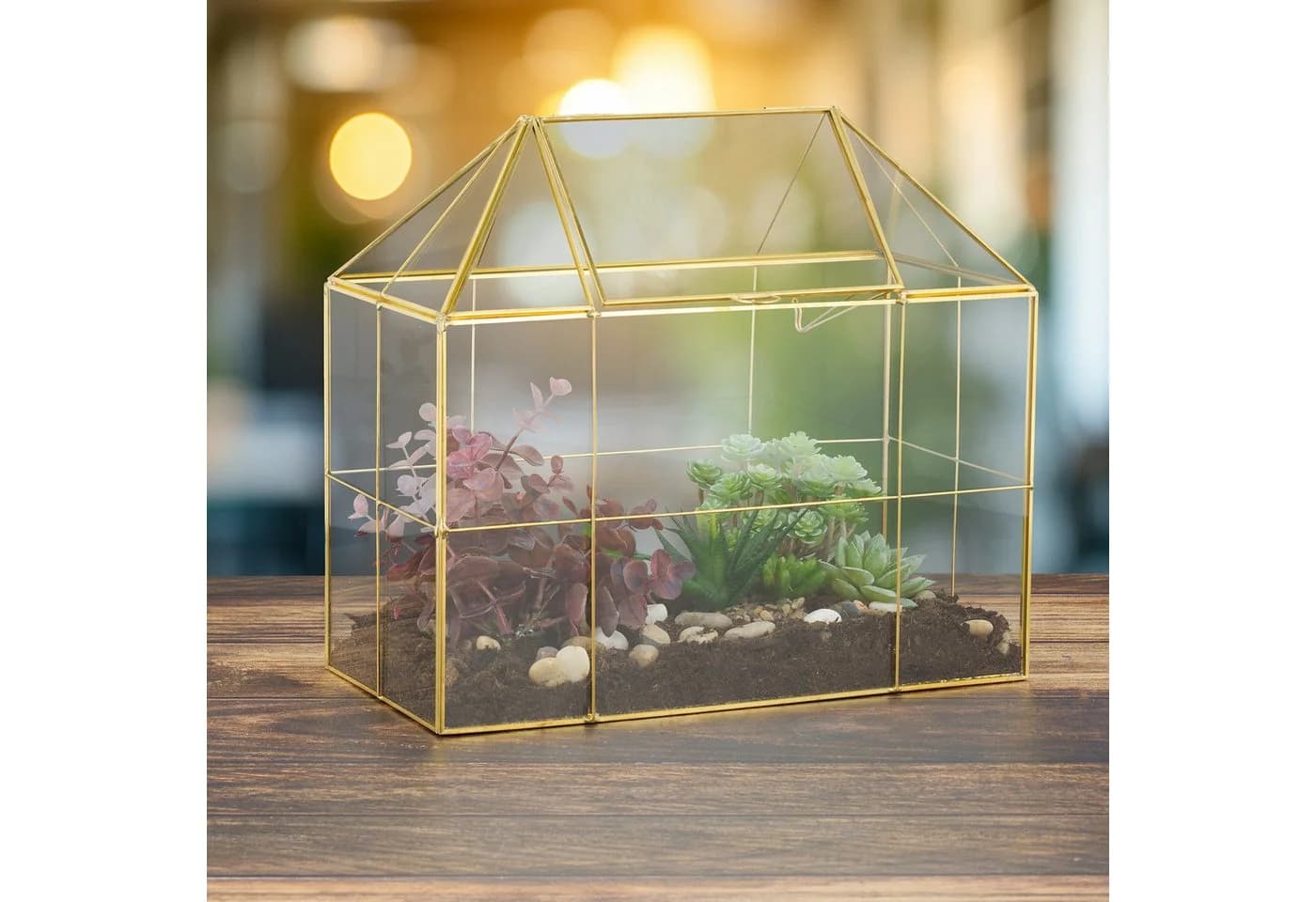 relaxdays Pflanzenterrarium Glas Hausform Schwarz - Bild 3