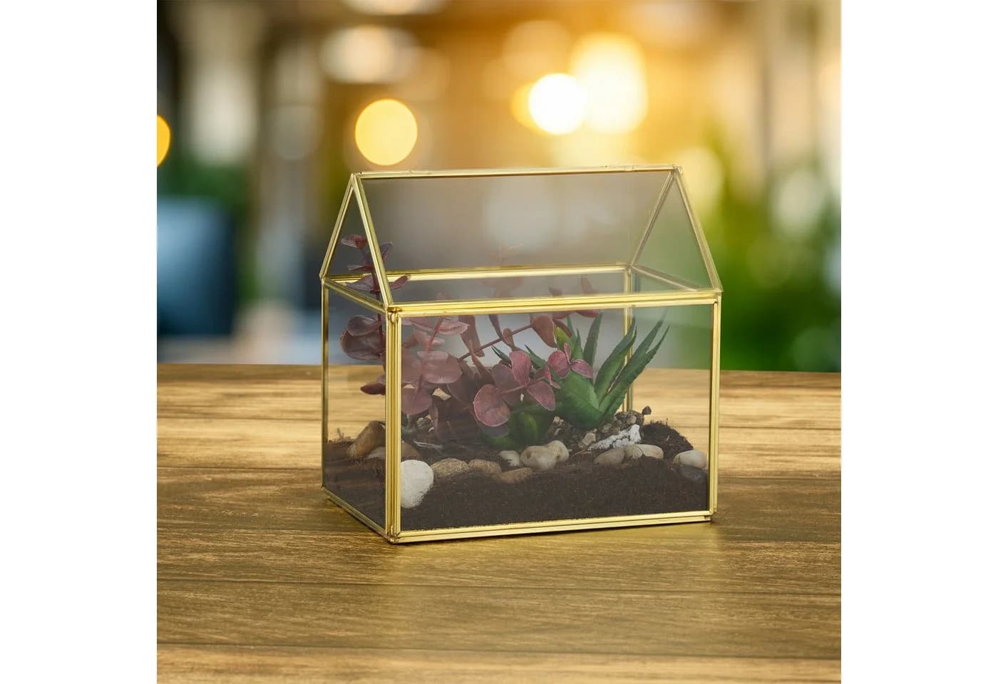 relaxdays Gewächshaus Pflanzenterrarium aus Glas Hausform Schwarz - Bild 3