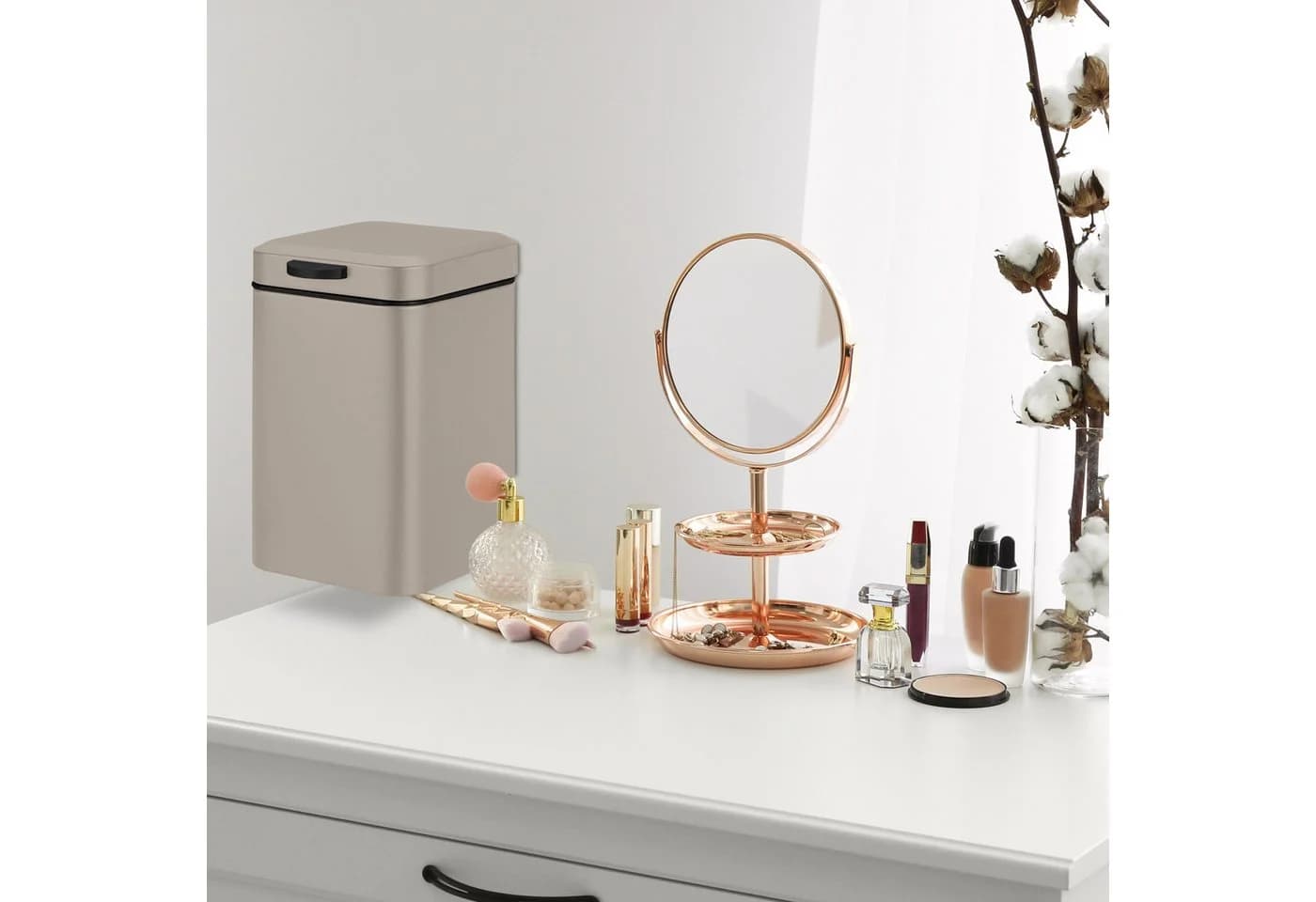 relaxdays Kosmetikeimer Wandmontage 3 Liter Beige