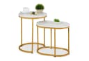 relaxdays Satztisch 2er Set Marmoroptik Metall Weiß/Gold Bild 2