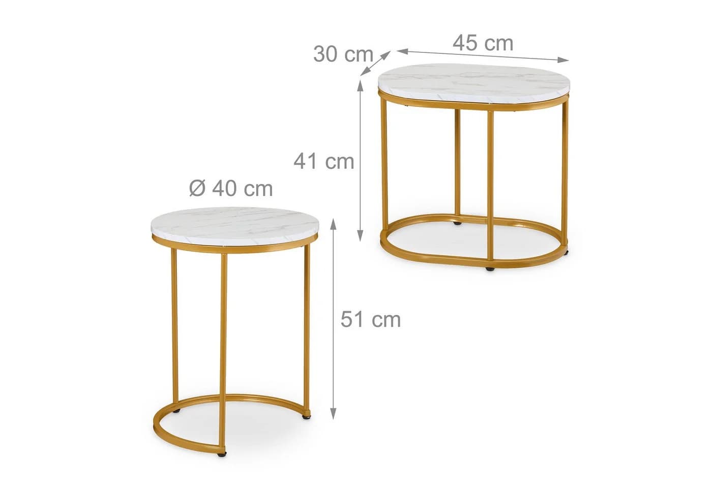 relaxdays Satztisch 2er Set Marmoroptik Metall Weiß/Gold - Bild 4