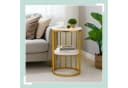 relaxdays Beistelltisch Marmoroptik Weiß/Gold Rundtisch Bild 1