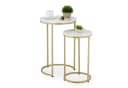 relaxdays Satztisch 2er Set Marmoroptik & Metall Weiß/Gold Bild 2