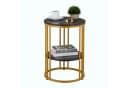 relaxdays Beistelltisch Marmoroptik Schwarz-Gold 2 Ebenen Bild 2