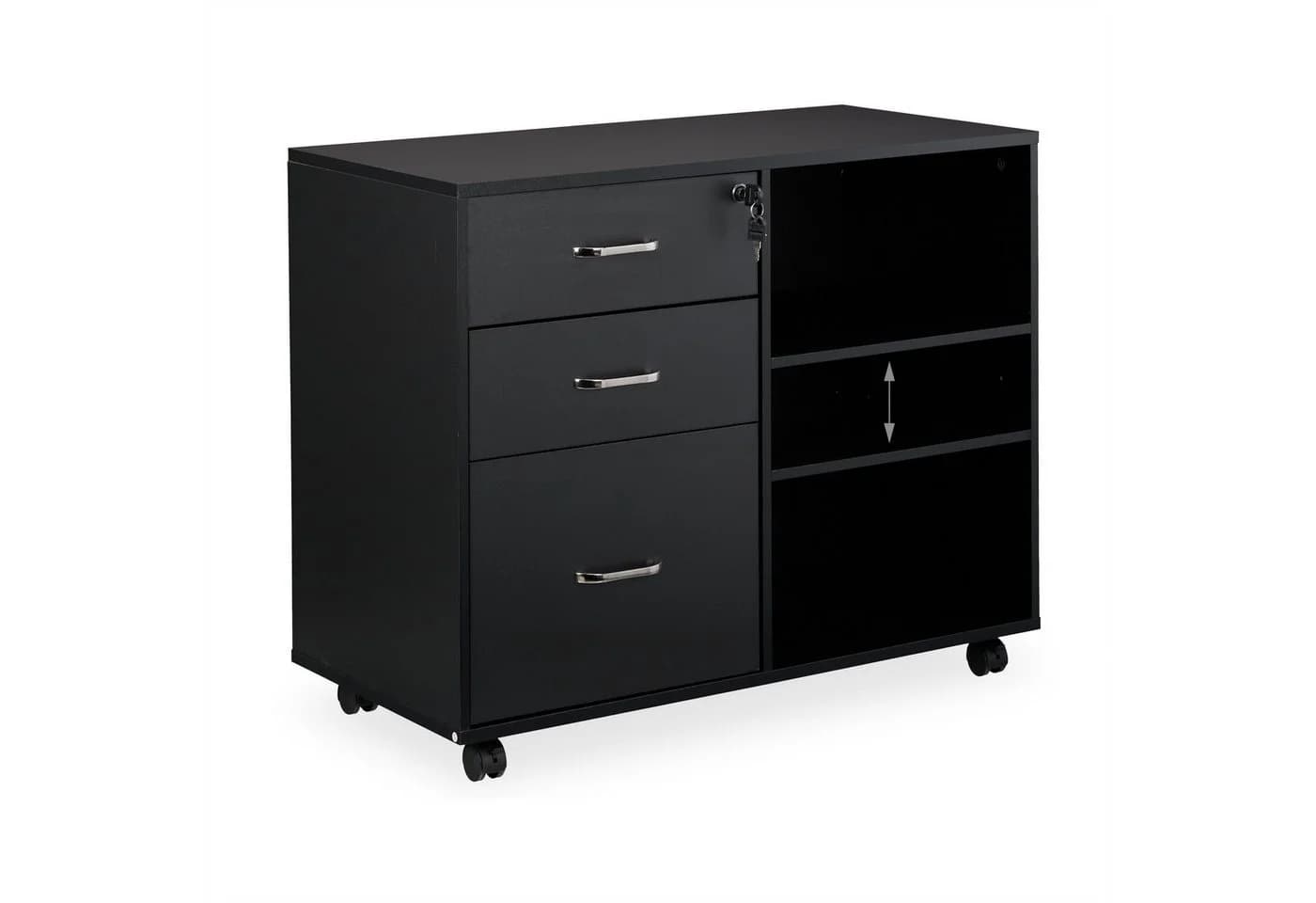 relaxdays Rollcontainer mit Schubladen und Ablage Schwarz Silber - Bild 5