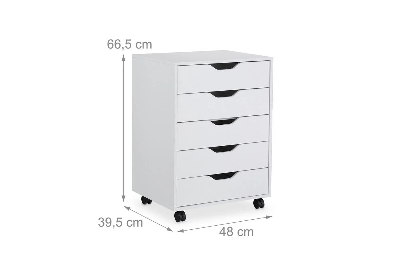 relaxdays Rollcontainer mit 5 Schubladen Weiß - Bild 4