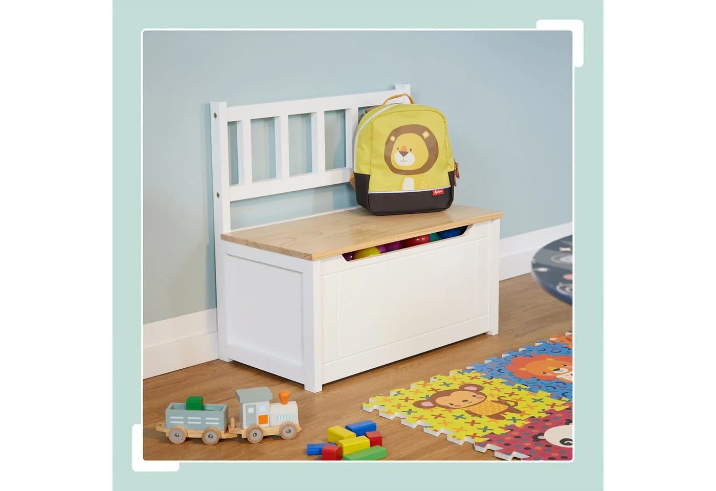 relaxdays Sitzbank Kinderbank mit Stauraum Weiss-Braun