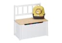 relaxdays Sitzbank Kinderbank mit Stauraum Weiss-Braun Bild 2