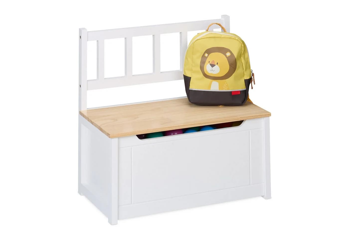 relaxdays Sitzbank Kinderbank mit Stauraum Weiss-Braun - Bild 2