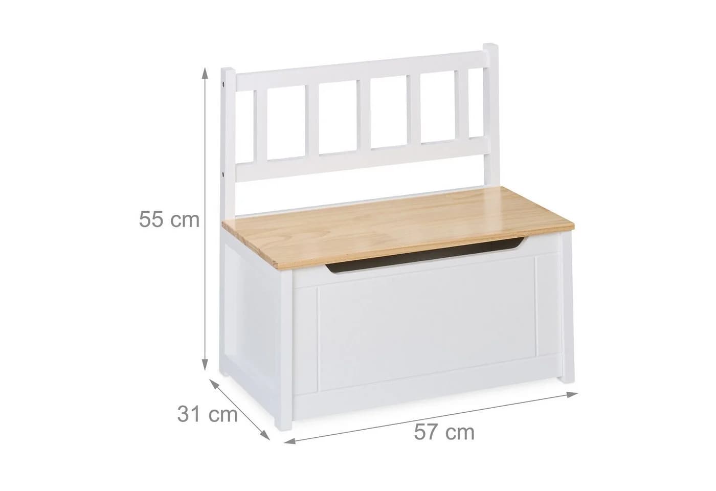 relaxdays Sitzbank Kinderbank mit Stauraum Weiss-Braun - Bild 4