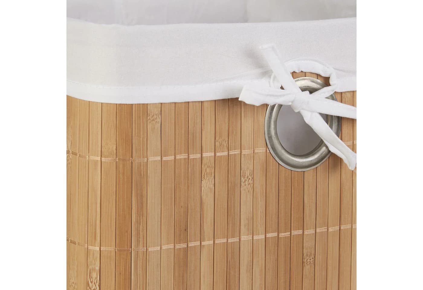 relaxdays Regalkorb Aufbewahrungskorb Set Bambus 2er-Pack Beige/Silber - Bild 5