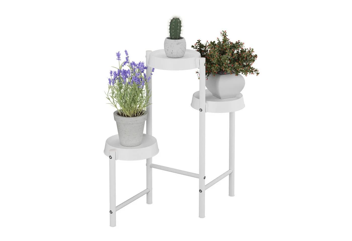 relaxdays Blumenständer Pflanzenständer Metall & Kunststoff Weiß - Bild 2