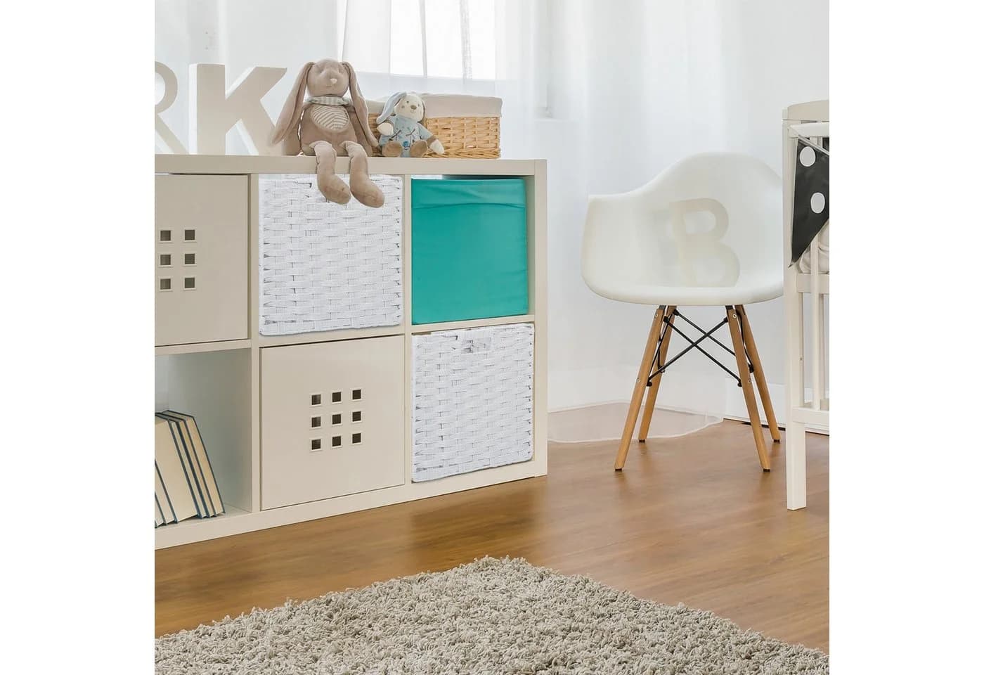 relaxdays Regalkorb Aufbewahrungskorb 4er Set Weiß Kunststoff