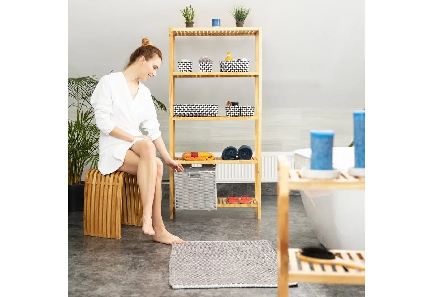 relaxdays Regalkorb Aufbewahrungskorb 4er Set Weiß Kunststoff - Bild 3