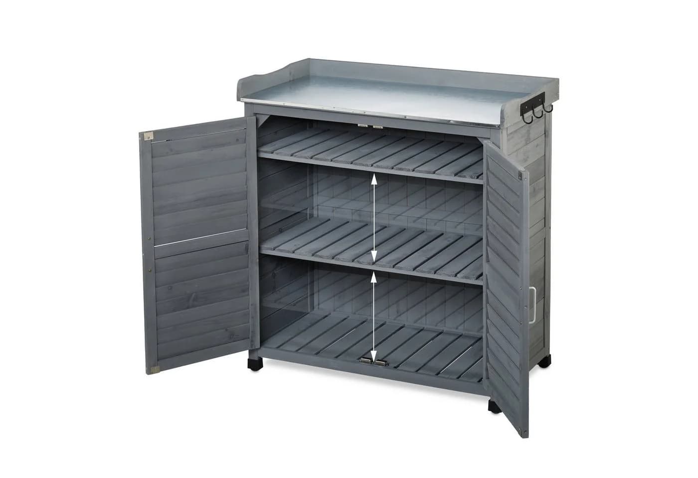 relaxdays Pflanztisch mit Unterschrank grau - Gartenwerkbank - Bild 5