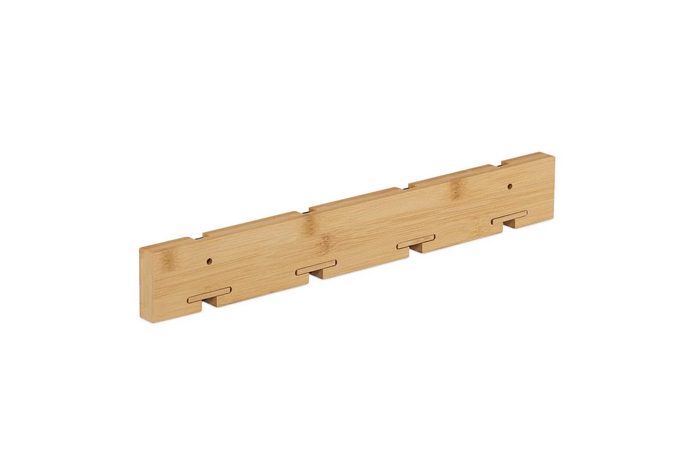relaxdays Wandgarderobe mit klappbaren Haken 4er Set Bambus Schwarz - Bild 5
