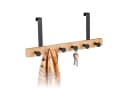 relaxdays Türgarderobe mit 6 Haken, schwarz, Bambus & Stahl Bild 2