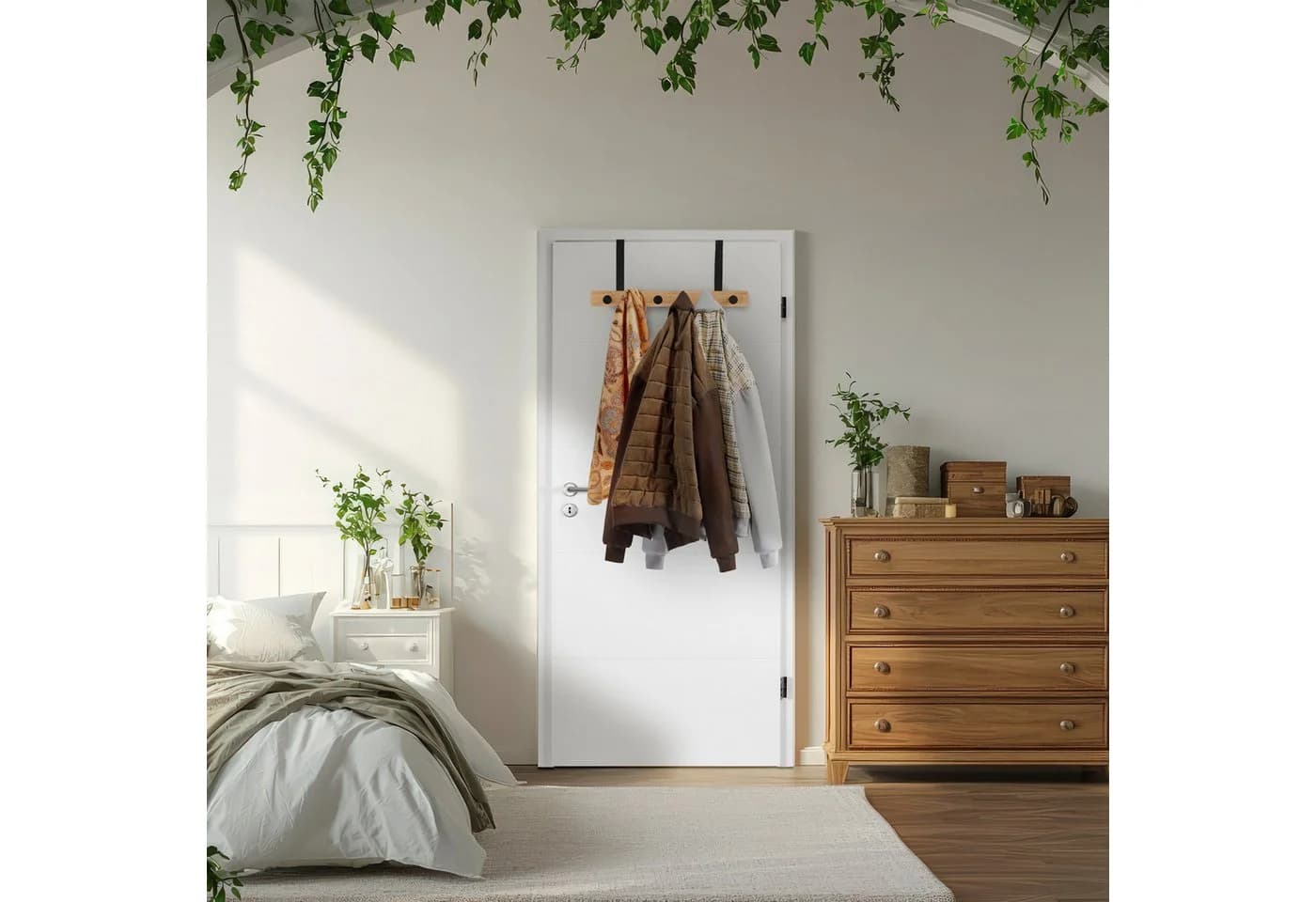 relaxdays Türgarderobe mit 6 Haken, schwarz, Bambus & Stahl - Bild 3