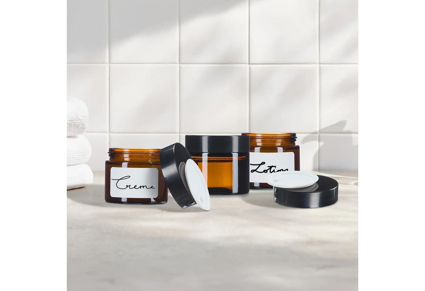relaxdays Salbentiegel Braunglas 60 ml Set 16 St