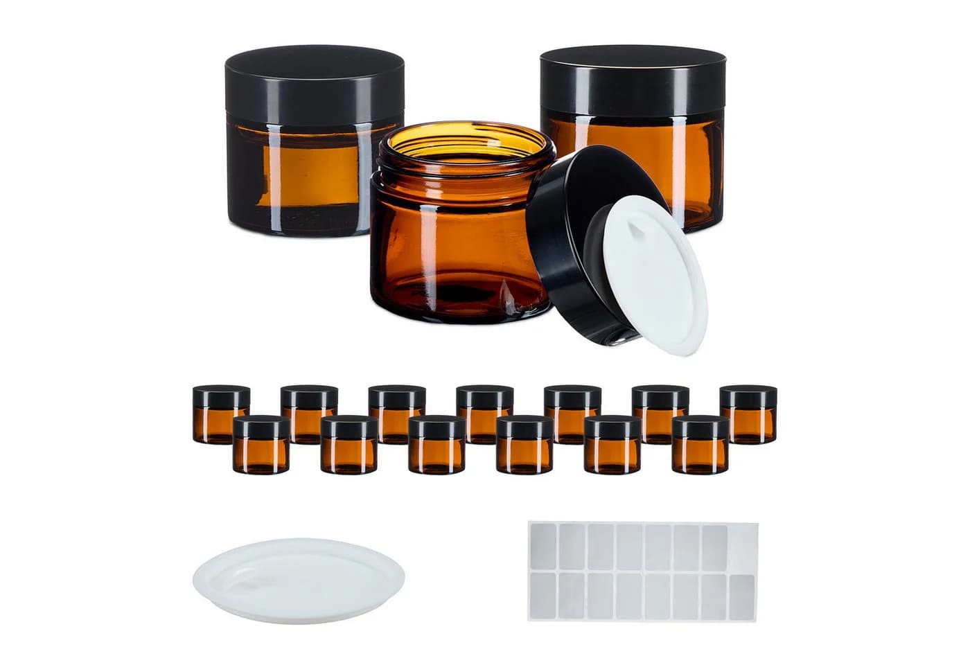 relaxdays Salbentiegel Braunglas 60 ml Set 16 St - Bild 2