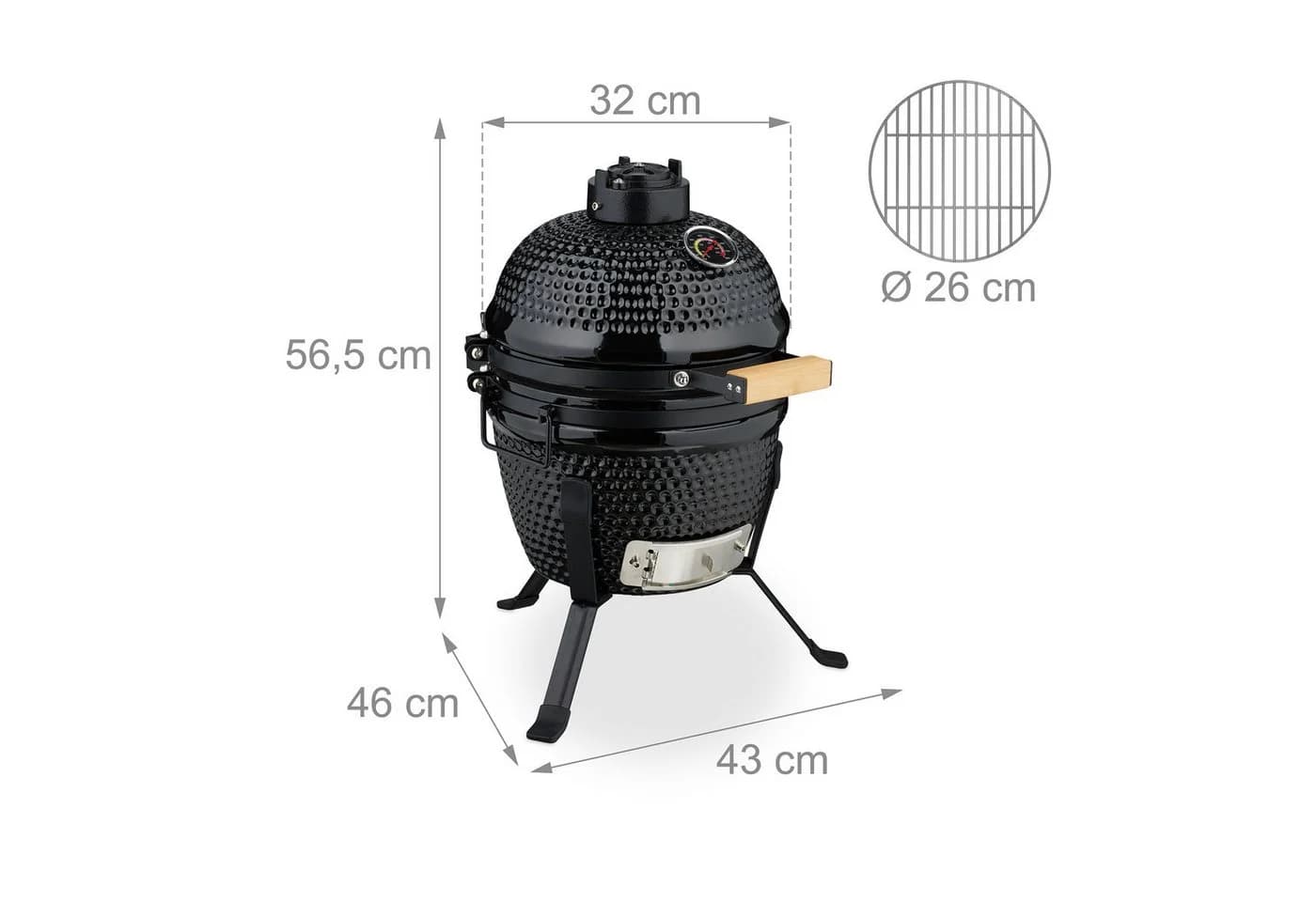 relaxdays Keramik Kamado Grill Schwarz mit Grill-Ei - Bild 4