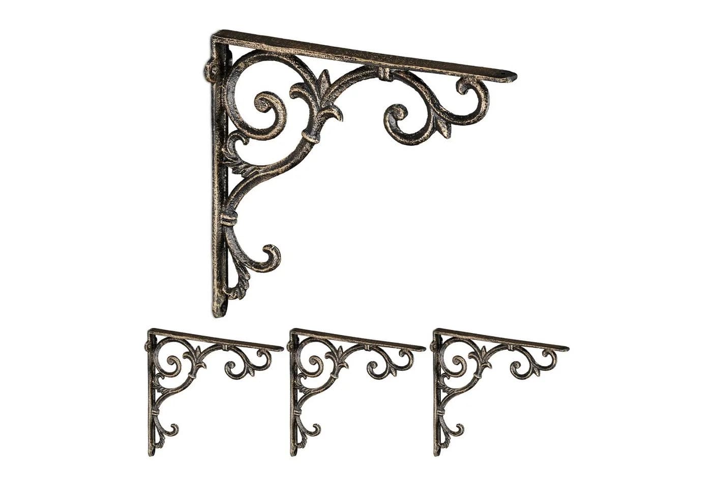 relaxdays Wandregalhalter Antike Regalwinkel 4er Set Bronze - Bild 2