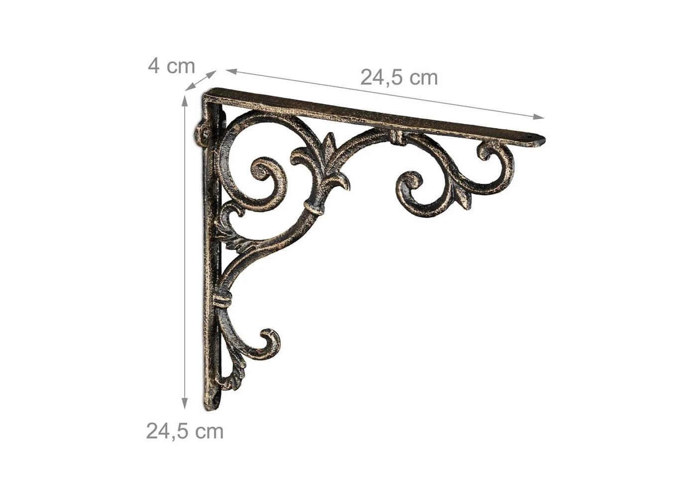 relaxdays Wandregalhalter Antike Regalwinkel 4er Set Bronze - Bild 4