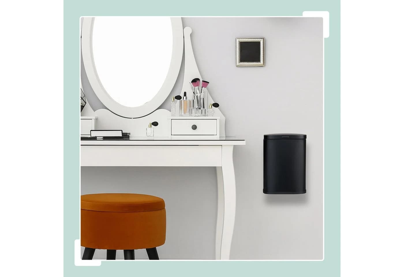 relaxdays Kosmetikeimer Wandmontage 3 Liter Schwarz Softclose