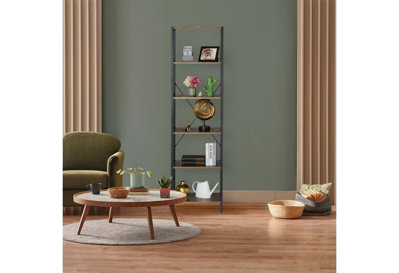 relaxdays Standregal 6 Ebenen Industrial-Schwarz