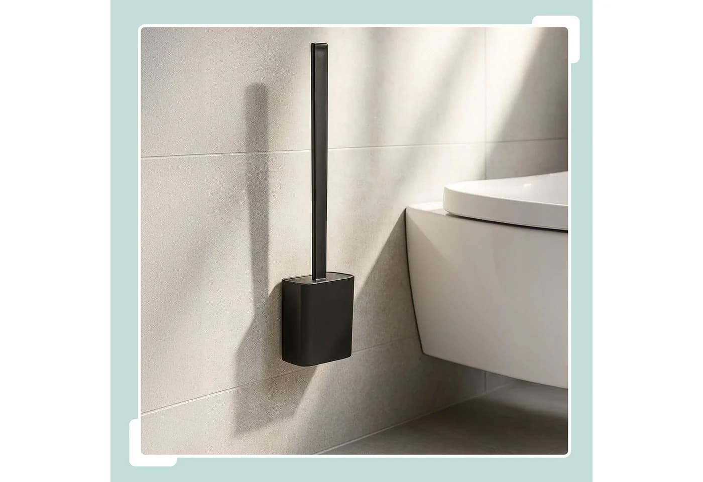 relaxdays Toilettenbürste zur Wandmontage Schwarz