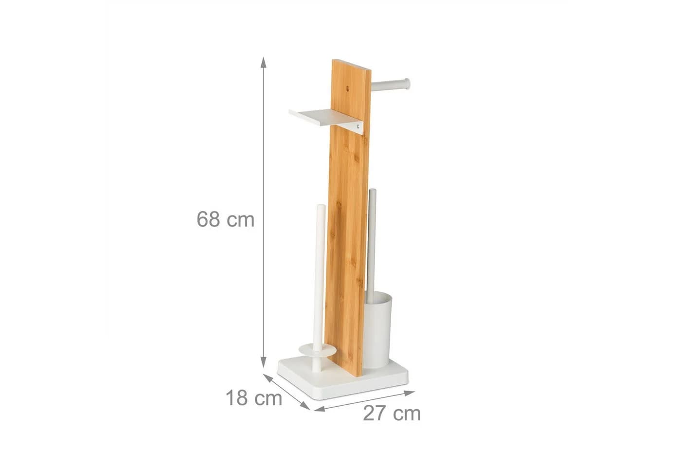RELAXDAYS WC-Garnitur Bambus & Eisen mit Ablage, Weiß - Bild 4