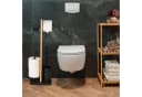 relaxdays WC-Garnitur Bambus & Eisen mit Ablage, Schwarz Bild 1