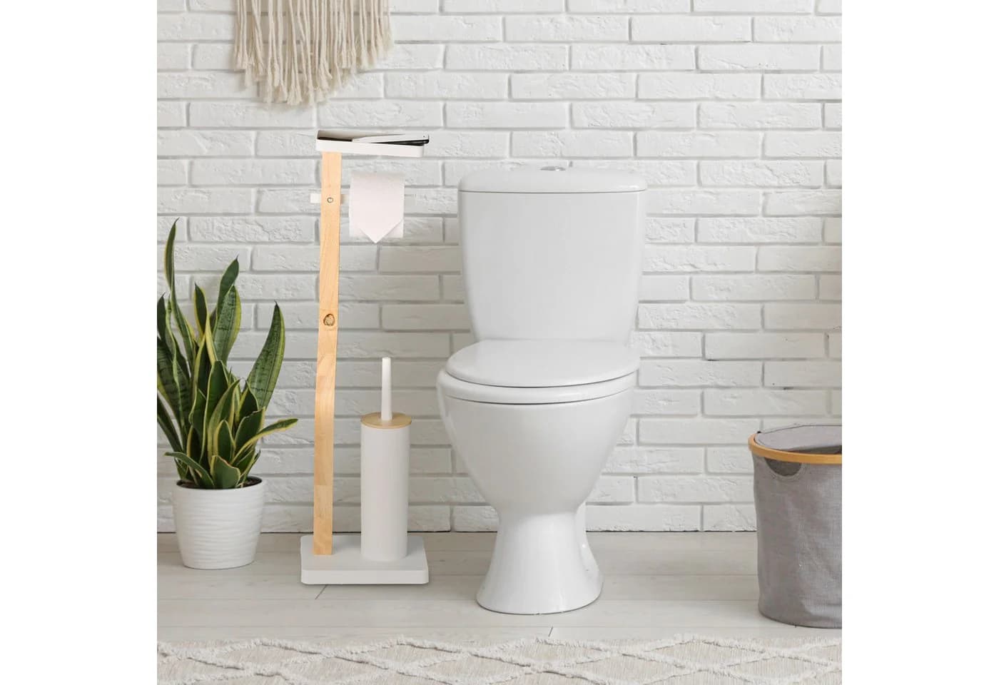 relaxdays WC-Garnitur Schwarz mit Ablage & Bambusdesign - Bild 3