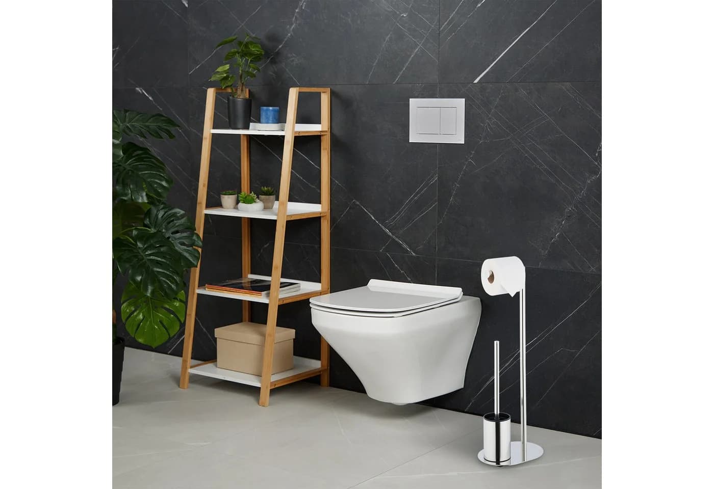 relaxdays WC-Garnitur silber aus Metall freistehend - Bild 3