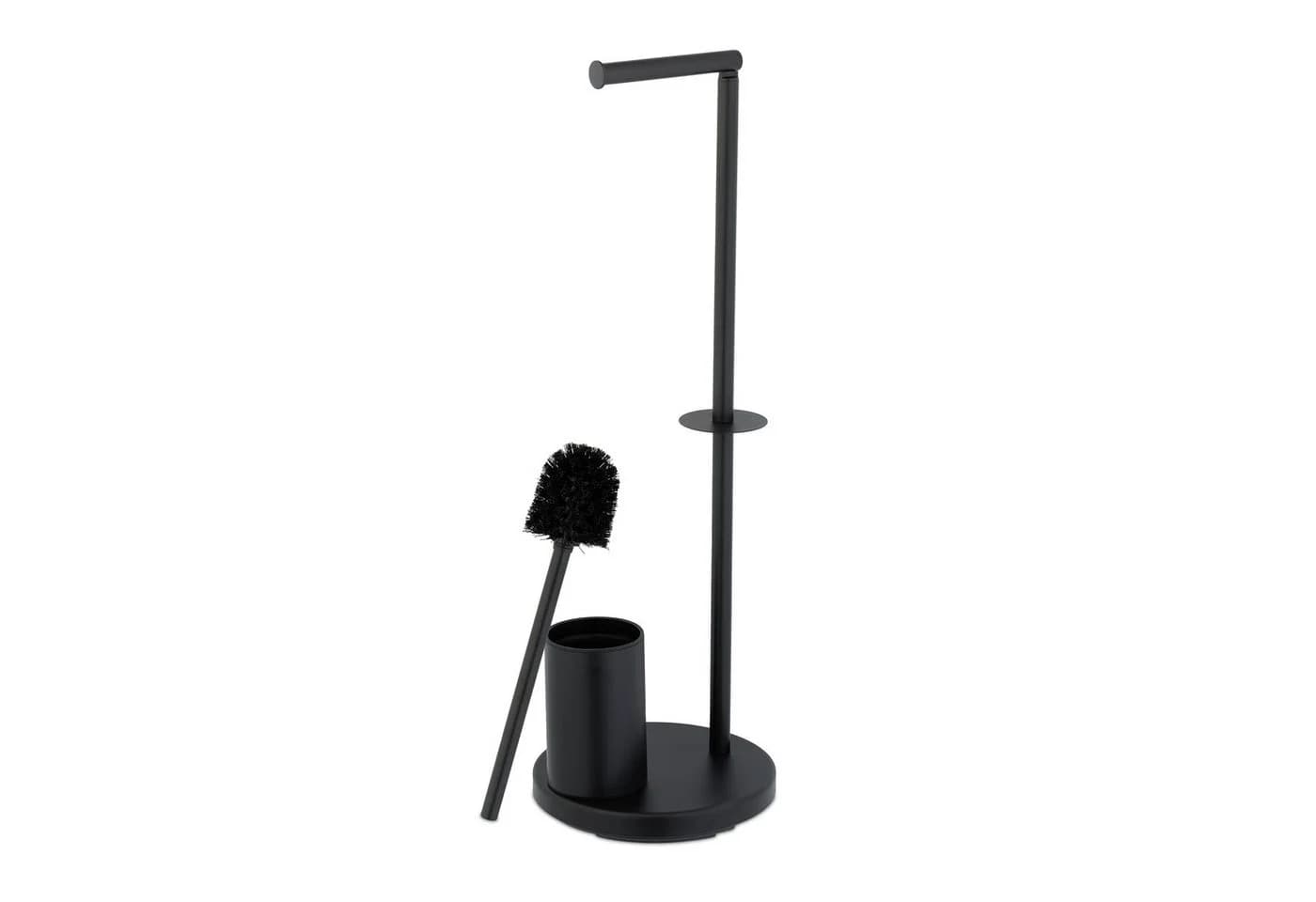 relaxdays WC-Garnitur mit Toilettenpapierhalter Schwarz Freistehend - Bild 5