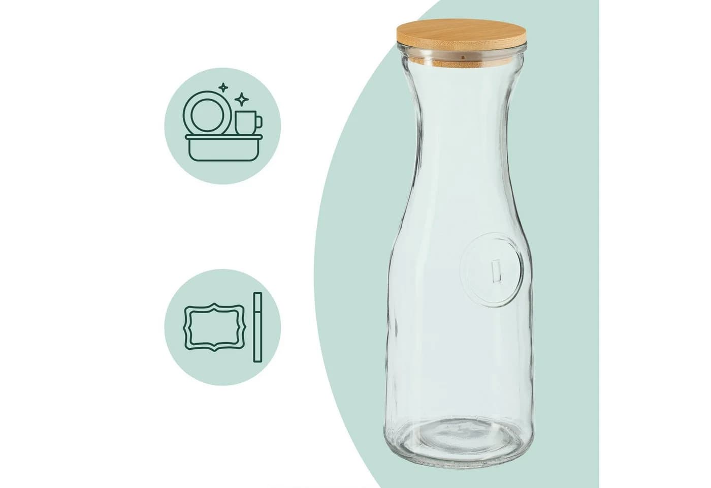 relaxdays Wasserkaraffe Set 2-tlg. mit Bambusdeckel & Beschriftung - Bild 5