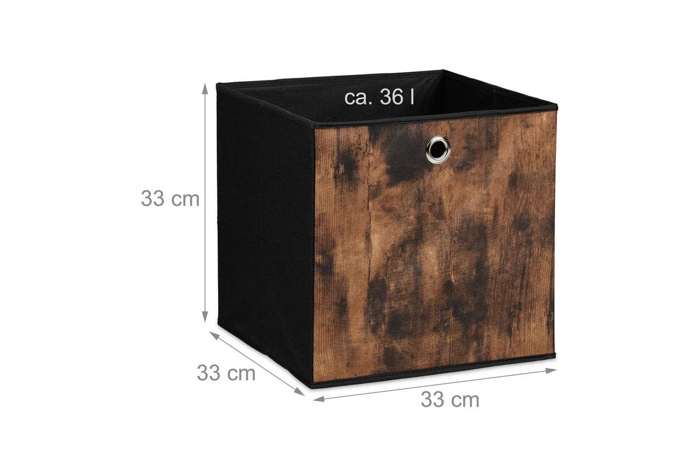 relaxdays Aufbewahrungsbox XL 6er Set Schwarz Braun Holzoptik Stoff - Bild 4